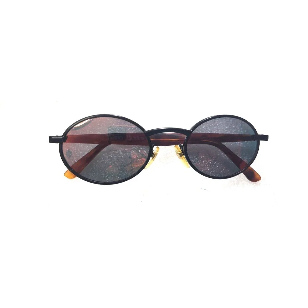 Y2K Structure Handmade Sunglasses Oval Metal John Lennon Style wCase 50-19-133mm